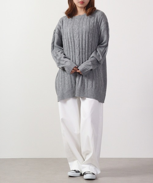 FUNALIVE(ファンアライブ)の「Cable crew neck knit / ケーブルクルーネックニット unisex(ニット/セーター・メンズ・杢グレー/ホワイト/ネイビー/ブラック・L/M)」の10枚目の写真