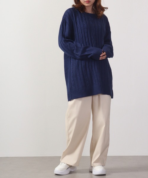 FUNALIVE(ファンアライブ)の「Cable crew neck knit / ケーブルクルーネックニット unisex(ニット/セーター・メンズ・杢グレー/ホワイト/ネイビー/ブラック・L/M)」の5枚目の写真