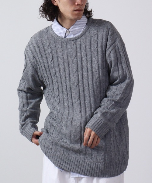FUNALIVE(ファンアライブ)の「Cable crew neck knit / ケーブルクルーネックニット unisex(ニット/セーター・メンズ・杢グレー/ホワイト/ネイビー/ブラック・L/M)」の18枚目の写真