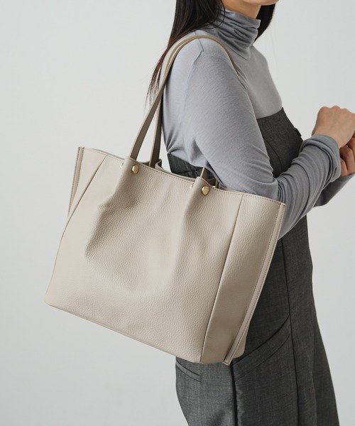 新品 russet ラシット ピンチレザートートバッグ グレーベージュ