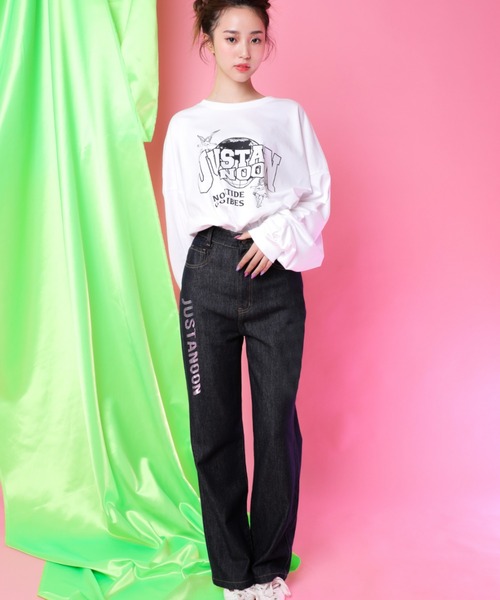 STONE 　デニムパンツ selle glant ジーンズ RHINESTONE WIDE RIGID DENIM PANTS/ライン