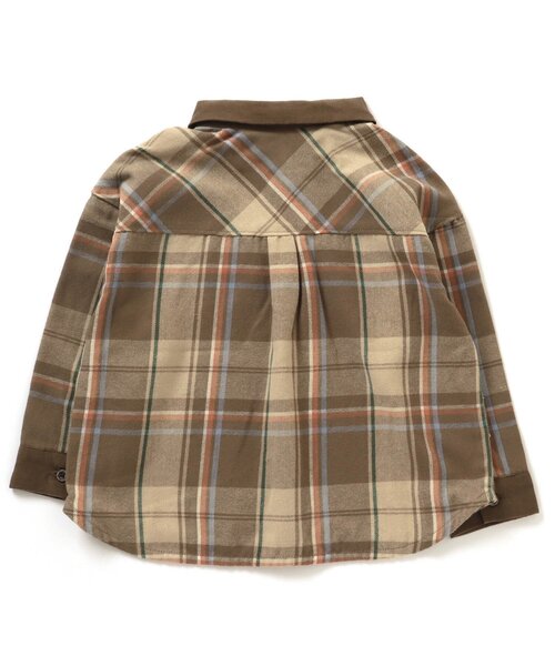 apres les cours(アプレレクール)の「【リンクコーデ可能】異素材切替シャツ(シャツ/ブラウス・キッズ・チェック/ストライプ・80/110/130/120/100/90)」の10枚目の写真