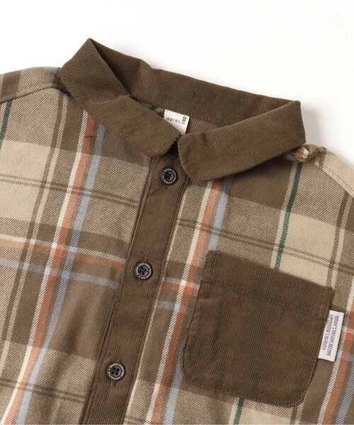 apres les cours(アプレレクール)の「【リンクコーデ可能】異素材切替シャツ(シャツ/ブラウス・キッズ・チェック/ストライプ・80/110/130/120/100/90)」の11枚目の写真