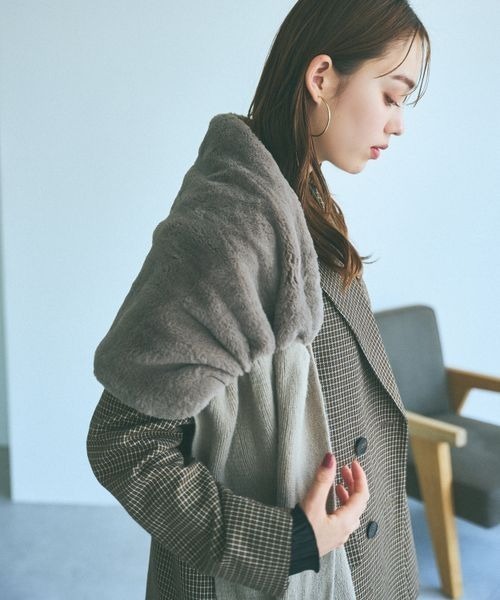 mysty woman(ミスティウーマン)の「ファーニットストール 967113(マフラー・レディース・ブラウン系その他/ベージュ・FREE)」の1枚目の写真