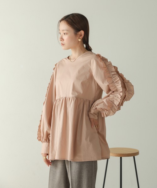 Bab（バブ）の「フリルボリュームスリーブブラウス（シャツ/ブラウス・レディース・サックスブルー/ベージュ/ホワイト系その他・M）」の17枚目の写真