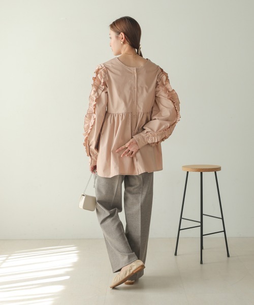 Bab（バブ）の「フリルボリュームスリーブブラウス（シャツ/ブラウス・レディース・サックスブルー/ベージュ/ホワイト系その他・M）」の19枚目の写真