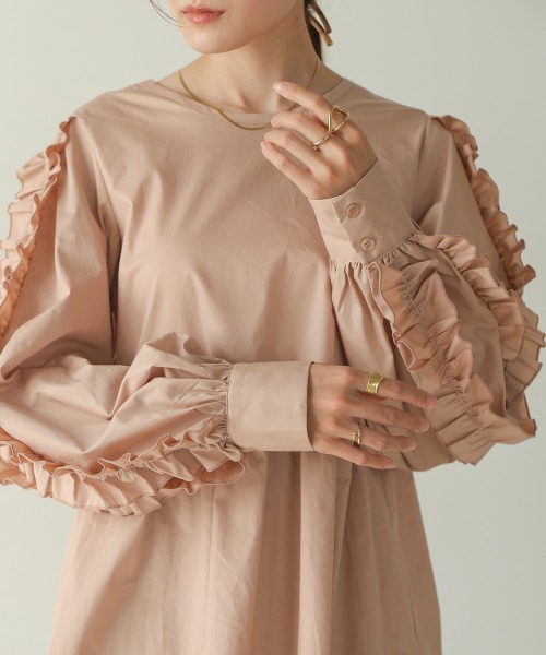 Bab（バブ）の「フリルボリュームスリーブブラウス（シャツ/ブラウス・レディース・サックスブルー/ベージュ/ホワイト系その他・M）」の21枚目の写真