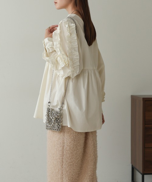 Bab（バブ）の「フリルボリュームスリーブブラウス（シャツ/ブラウス・レディース・サックスブルー/ベージュ/ホワイト系その他・M）」の7枚目の写真