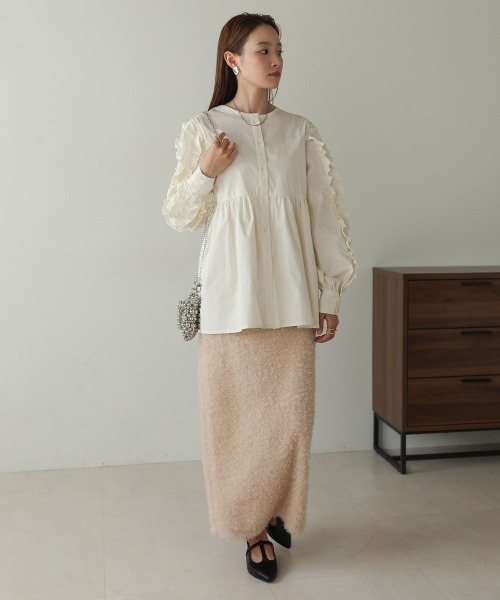 Bab（バブ）の「フリルボリュームスリーブブラウス（シャツ/ブラウス・レディース・サックスブルー/ベージュ/ホワイト系その他・M）」の10枚目の写真