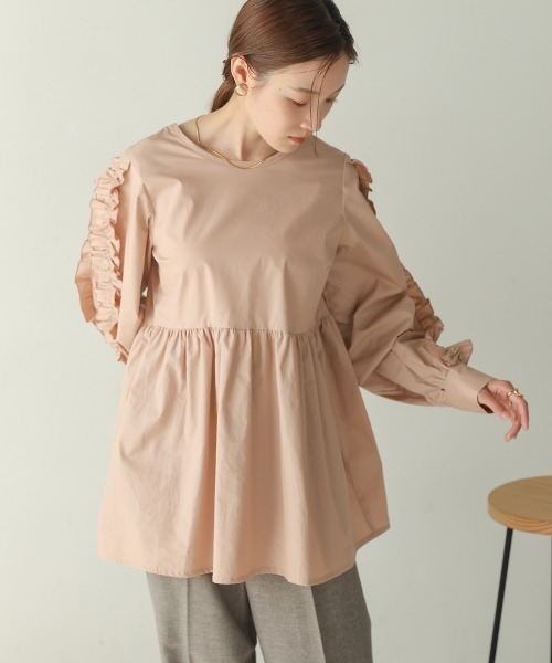 Bab（バブ）の「フリルボリュームスリーブブラウス（シャツ/ブラウス・レディース・サックスブルー/ベージュ/ホワイト系その他・M）」の15枚目の写真