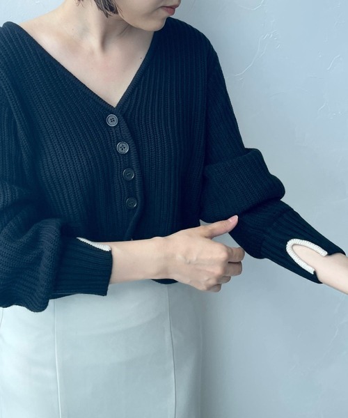 LOWRYS FARM（ローリーズファーム）の「コンパクトボタンカーディガンＬＳ　968912（カーディガン/ボレロ・レディース・アイボリー/ブラック/ブラウン/パープル・FREE）」の8枚目の写真