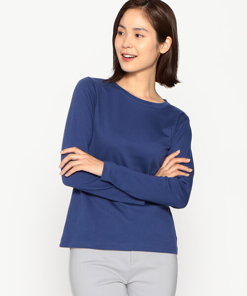 COMME CA ISM(コムサイズム)の「あったか ロゴプリント 長袖Tシャツ(Tシャツ/カットソー・レディース・アイボリー/ブラック/パープル/ブルー/グリーン・MEDIUM/LARGE)」の1枚目の写真