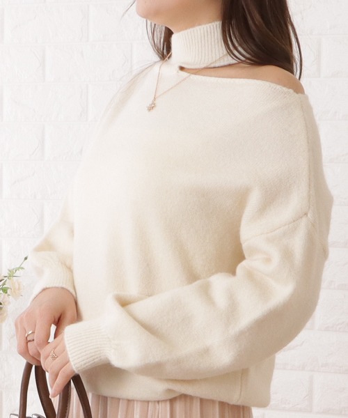 Lace Ladies(レースレディース)の「ハイネックワンショルダーデザインニットプルオーバー(ニット/セーター・レディース・ブラック/グレー/ホワイト・FREE)」の6枚目の写真