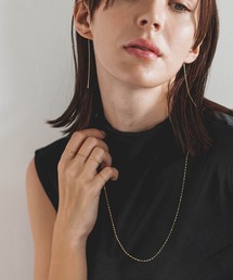 極美品 K10ペタルチェーン ピアス（pas tierra） philia] K10 ダブルアコヤパール チェーン シングル ピアス