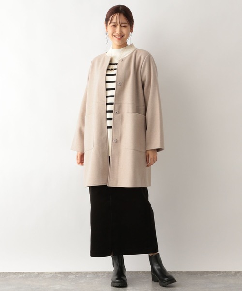GLOBAL WORK(グローバルワーク)の「軽やかストレッチ切り替えノーカラー/ 907288(ノーカラーコート・レディース・チャコールグレー/アッシュブラウン/ベージュ・MEDIUM/LARGE)」の18枚目の写真