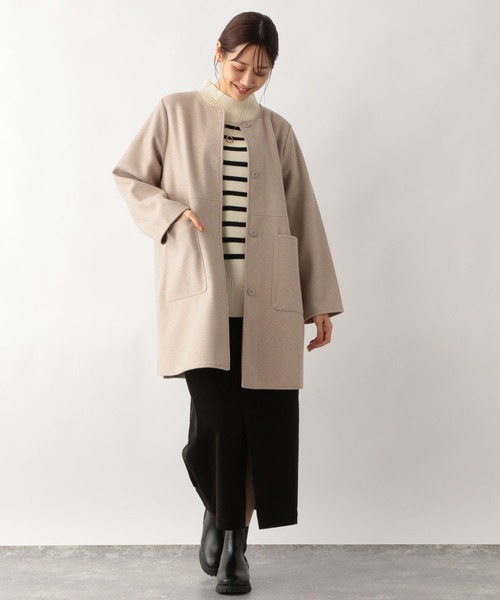 GLOBAL WORK(グローバルワーク)の「軽やかストレッチ切り替えノーカラー/ 907288(ノーカラーコート・レディース・チャコールグレー/アッシュブラウン/ベージュ・MEDIUM/LARGE)」の19枚目の写真