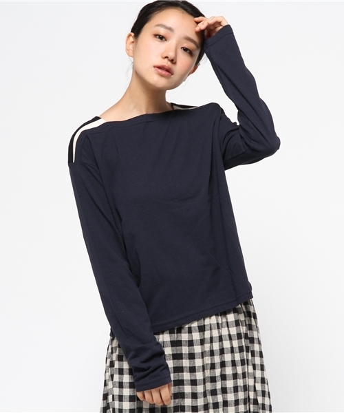 OUTLET(アウトレット)の「【WHO'S WHO gallery】MS肩ラインTEE(Tシャツ/カットソー・レディース・グレー/ネイビー・FREE)」の2枚目の写真