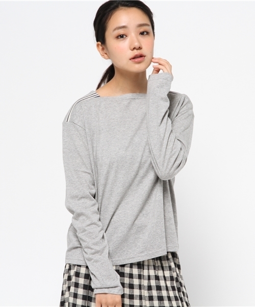 OUTLET(アウトレット)の「【WHO'S WHO gallery】MS肩ラインTEE(Tシャツ/カットソー・レディース・グレー/ネイビー・FREE)」の1枚目の写真