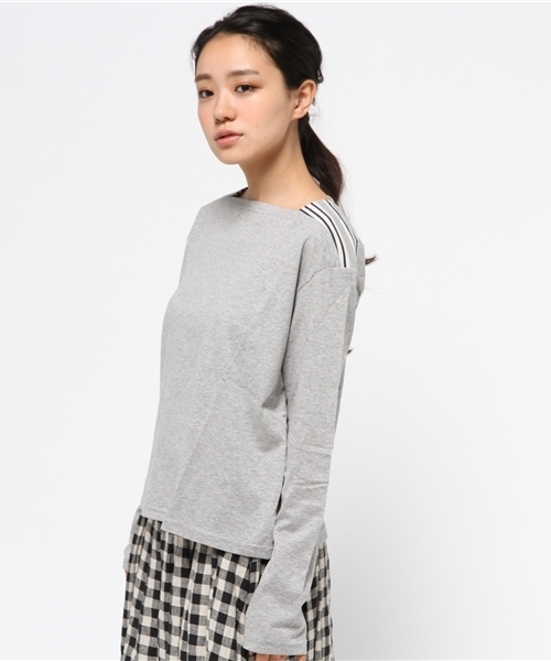 OUTLET(アウトレット)の「【WHO'S WHO gallery】MS肩ラインTEE(Tシャツ/カットソー・レディース・グレー/ネイビー・FREE)」の4枚目の写真