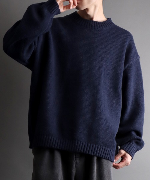 SITRY（シトリー）の「mohair like crew neck sweater/モヘア ライク クルーネック セーター/ニット（ニット/セーター・メンズ・カーキ/ブルー/ネイビー/ブラック・M/L）」の3枚目の写真