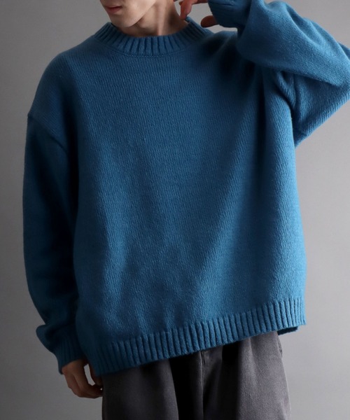 SITRY（シトリー）の「mohair like crew neck sweater/モヘア ライク クルーネック セーター/ニット（ニット/セーター・メンズ・カーキ/ブルー/ネイビー/ブラック・M/L）」の4枚目の写真