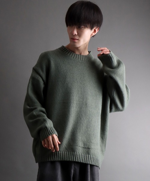 SITRY（シトリー）の「mohair like crew neck sweater/モヘア ライク クルーネック セーター/ニット（ニット/セーター・メンズ・カーキ/ブルー/ネイビー/ブラック・M/L）」の20枚目の写真
