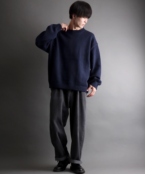 SITRY（シトリー）の「mohair like crew neck sweater/モヘア ライク クルーネック セーター/ニット（ニット/セーター・メンズ・カーキ/ブルー/ネイビー/ブラック・M/L）」の16枚目の写真