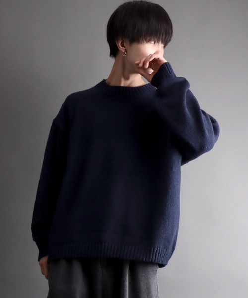 SITRY（シトリー）の「mohair like crew neck sweater/モヘア ライク クルーネック セーター/ニット（ニット/セーター・メンズ・カーキ/ブルー/ネイビー/ブラック・M/L）」の14枚目の写真
