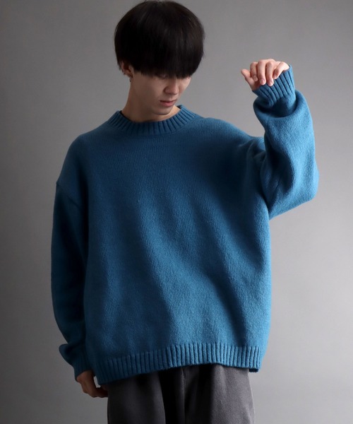 SITRY（シトリー）の「mohair like crew neck sweater/モヘア ライク クルーネック セーター/ニット（ニット/セーター・メンズ・カーキ/ブルー/ネイビー/ブラック・M/L）」の9枚目の写真