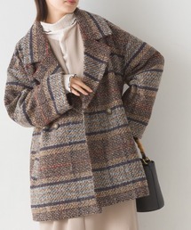 起毛リングチェックダブルテーラードジャケット