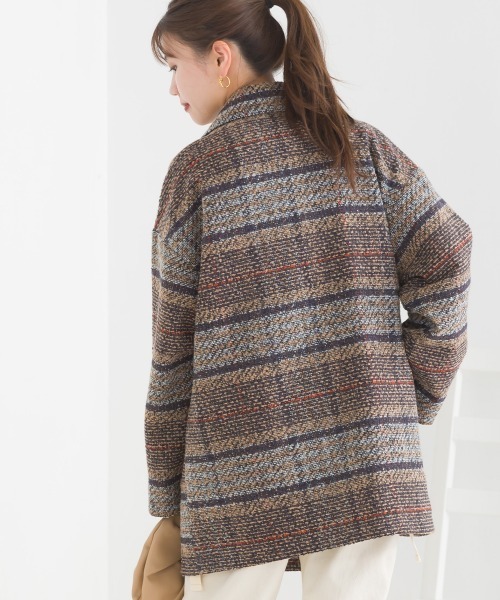 OMNES（オムネス）の「起毛リングチェックダブルテーラードジャケット（テーラードジャケット・レディース・グリーン/ブラウン/グレー・FREE）」の6枚目の写真