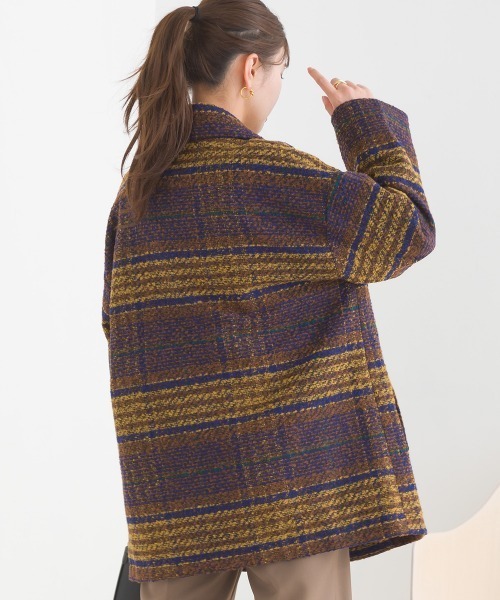 OMNES（オムネス）の「起毛リングチェックダブルテーラードジャケット（テーラードジャケット・レディース・グリーン/ブラウン/グレー・FREE）」の11枚目の写真