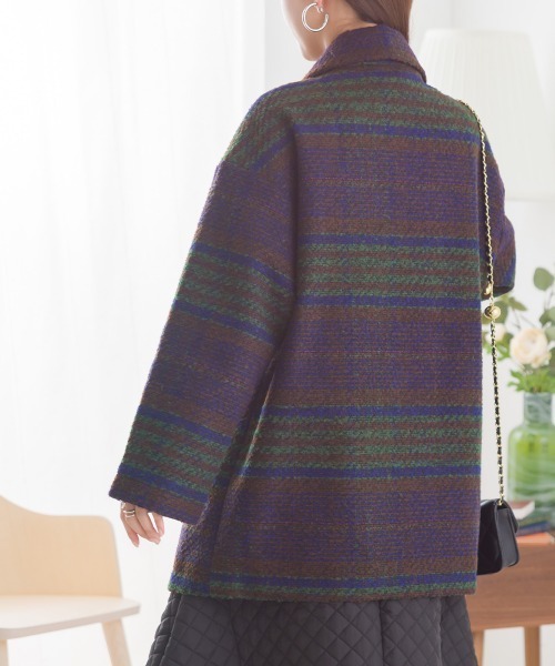 OMNES（オムネス）の「起毛リングチェックダブルテーラードジャケット（テーラードジャケット・レディース・グリーン/ブラウン/グレー・FREE）」の16枚目の写真