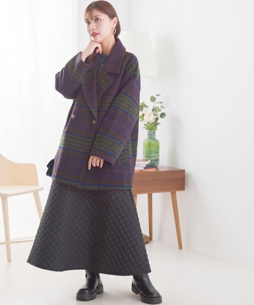 OMNES（オムネス）の「起毛リングチェックダブルテーラードジャケット（テーラードジャケット・レディース・グリーン/ブラウン/グレー・FREE）」の17枚目の写真