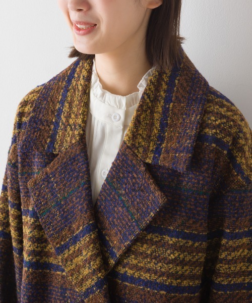 OMNES（オムネス）の「起毛リングチェックダブルテーラードジャケット（テーラードジャケット・レディース・グリーン/ブラウン/グレー・FREE）」の19枚目の写真