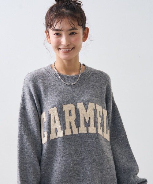 FREAK'S STORE(フリークスストア)の「サガラワッペン ロゴニット/ ビッグシルエットプルオーバーニット(ニット/セーター・レディース・ネイビー/オフホワイト/ワインレッド/グレー・フリ-)」の8枚目の写真