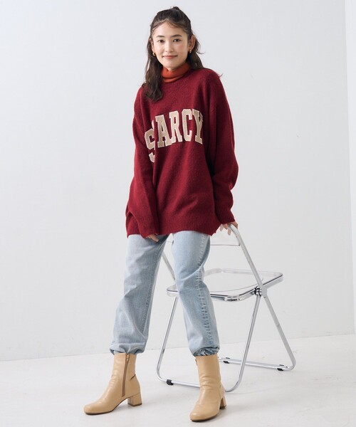 FREAK'S STORE(フリークスストア)の「サガラワッペン ロゴニット/ ビッグシルエットプルオーバーニット(ニット/セーター・レディース・ネイビー/オフホワイト/ワインレッド/グレー・フリ-)」の11枚目の写真