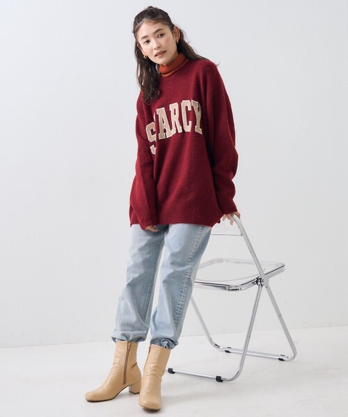 FREAK'S STORE(フリークスストア)の「サガラワッペン ロゴニット/ ビッグシルエットプルオーバーニット(ニット/セーター・レディース・ネイビー/オフホワイト/ワインレッド/グレー・フリ-)」の12枚目の写真