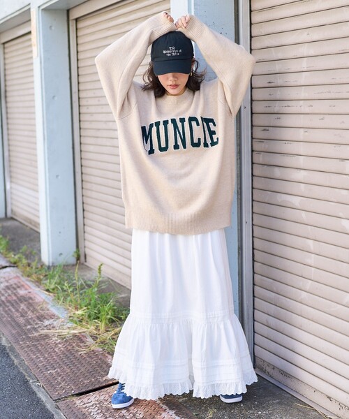 FREAK'S STORE(フリークスストア)の「サガラワッペン ロゴニット/ ビッグシルエットプルオーバーニット(ニット/セーター・レディース・ネイビー/オフホワイト/ワインレッド/グレー・フリ-)」の16枚目の写真