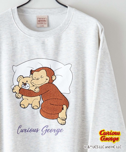 OUTDOOR PRODUCTS（アウトドアプロダクツ）の「【OUTDOOR PRODUCTS/アウトドアプロダクツ】【おさるのジョージ 】コラボ　 裏起毛　クルートレーナ－　スウェット 　ドロップショルダー　 オーバーサイズ　バックプリント（スウェット・メンズ・杢グレー/ホワイト/オフホワイト/ブルーグレー・X-LARGE/MEDIUM/LARGE）」の17枚目の写真