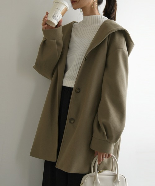 and it_（アンドイット）の「フードミドルコート（その他アウター・レディース・ブラック/ブラウン/アイボリー・M）」の3枚目の写真