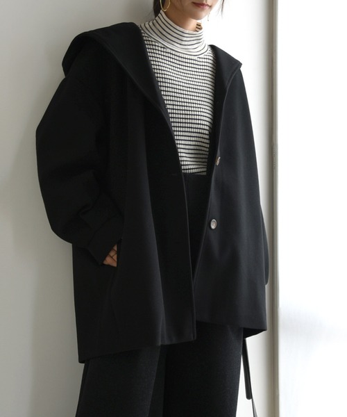 and it_（アンドイット）の「フードミドルコート（その他アウター・レディース・ブラック/ブラウン/アイボリー・M）」の2枚目の写真