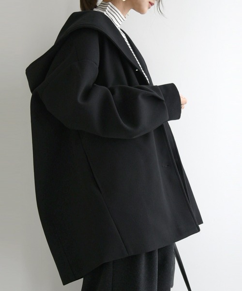 and it_（アンドイット）の「フードミドルコート（その他アウター・レディース・ブラック/ブラウン/アイボリー・M）」の12枚目の写真