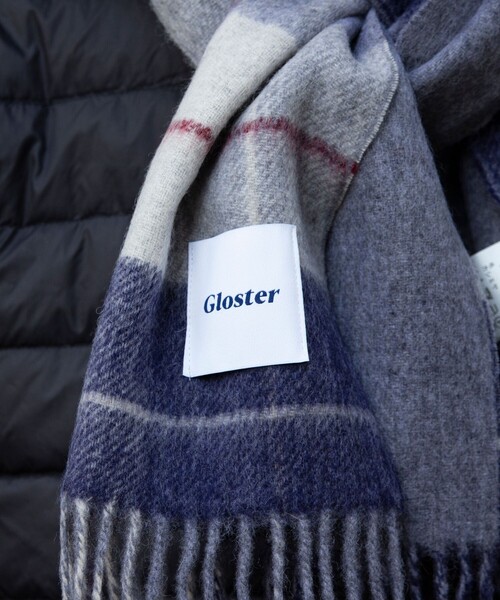 GLOSTER（グロスター）の「【GLOSTER/グロスター】カシミヤブレンドウールマフラー リバーシブル (無地/チェック)（マフラー・メンズ・グリーン系その他/ホワイト系その他2/ブラック系その他/ブラック系その他2/ブルー系その他7/ブルー系その他/ホワイト系その他3/ネイビー系・FREE）」の12枚目の写真