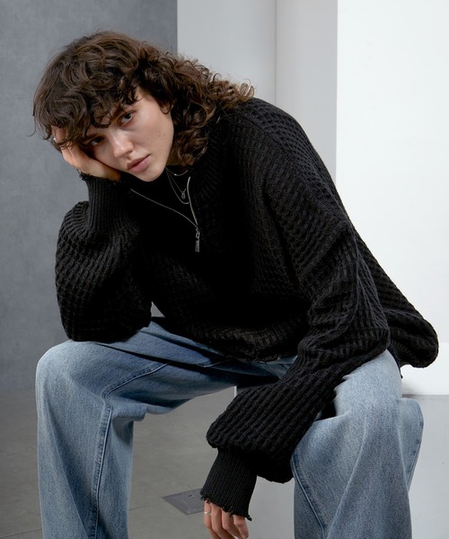 ENDER PRODUCTS（エンダープロダクツ）の「3Dジャガードダメージ ビッグシルエット ドライバーズニット【ENDER PRODUCTS/エンダープロダクツ】（ニット/セーター・メンズ・ブルー/ブラック/グレイッシュベージュ・M/L）」の21枚目の写真