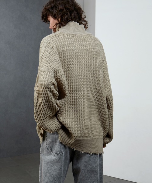 ENDER PRODUCTS（エンダープロダクツ）の「3Dジャガードダメージ ビッグシルエット ドライバーズニット【ENDER PRODUCTS/エンダープロダクツ】（ニット/セーター・メンズ・ブルー/ブラック/グレイッシュベージュ・M/L）」の6枚目の写真