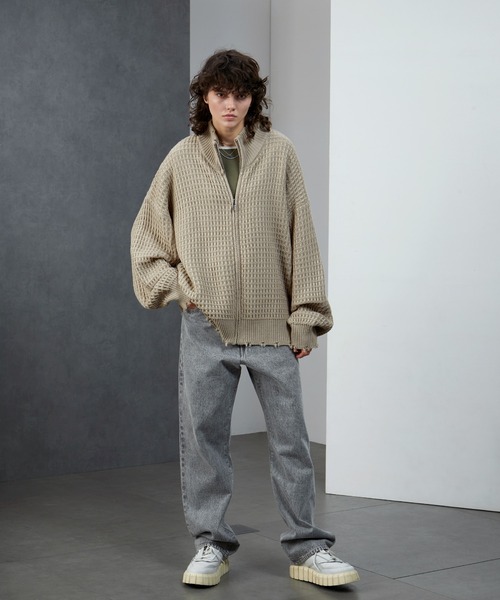 ENDER PRODUCTS（エンダープロダクツ）の「3Dジャガードダメージ ビッグシルエット ドライバーズニット【ENDER PRODUCTS/エンダープロダクツ】（ニット/セーター・メンズ・ブルー/ブラック/グレイッシュベージュ・M/L）」の7枚目の写真