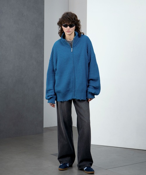 ENDER PRODUCTS（エンダープロダクツ）の「3Dジャガードダメージ ビッグシルエット ドライバーズニット【ENDER PRODUCTS/エンダープロダクツ】（ニット/セーター・メンズ・ブルー/ブラック/グレイッシュベージュ・M/L）」の12枚目の写真