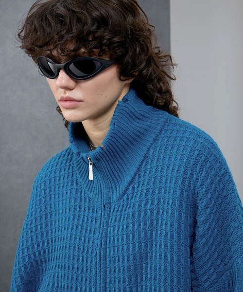 ENDER PRODUCTS（エンダープロダクツ）の「3Dジャガードダメージ ビッグシルエット ドライバーズニット【ENDER PRODUCTS/エンダープロダクツ】（ニット/セーター・メンズ・ブルー/ブラック/グレイッシュベージュ・M/L）」の13枚目の写真