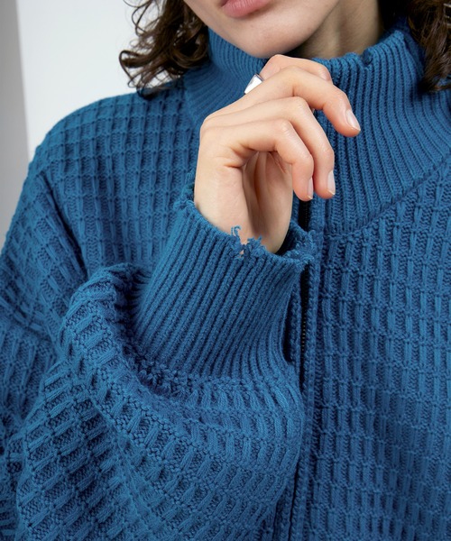 ENDER PRODUCTS（エンダープロダクツ）の「3Dジャガードダメージ ビッグシルエット ドライバーズニット【ENDER PRODUCTS/エンダープロダクツ】（ニット/セーター・メンズ・ブルー/ブラック/グレイッシュベージュ・M/L）」の14枚目の写真